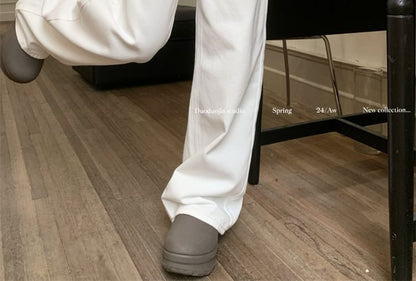 High Waist Bow Embroidered Loose Fit Jeans