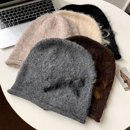 Bow Print Knit Beanie