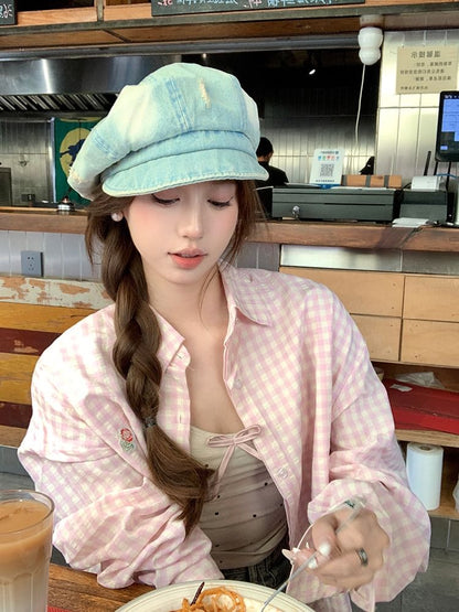 Washed Distressed Denim Newsboy Cap