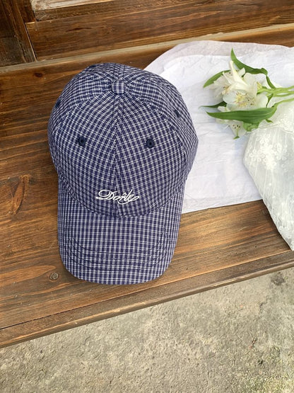 Plaid Lettering Embroidered Baseball Cap