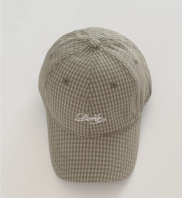 Plaid Lettering Embroidered Baseball Cap