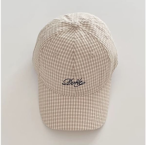 Plaid Lettering Embroidered Baseball Cap