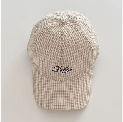 Plaid Lettering Embroidered Baseball Cap