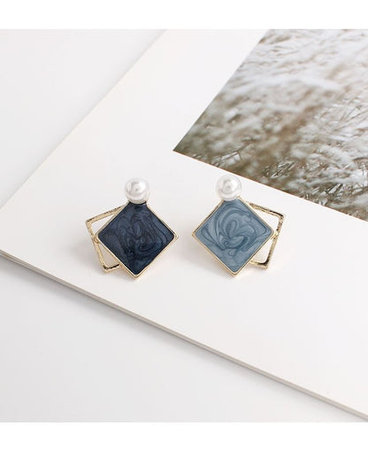 Faux Pearl Geometric Stud Earring / Clip On Earring