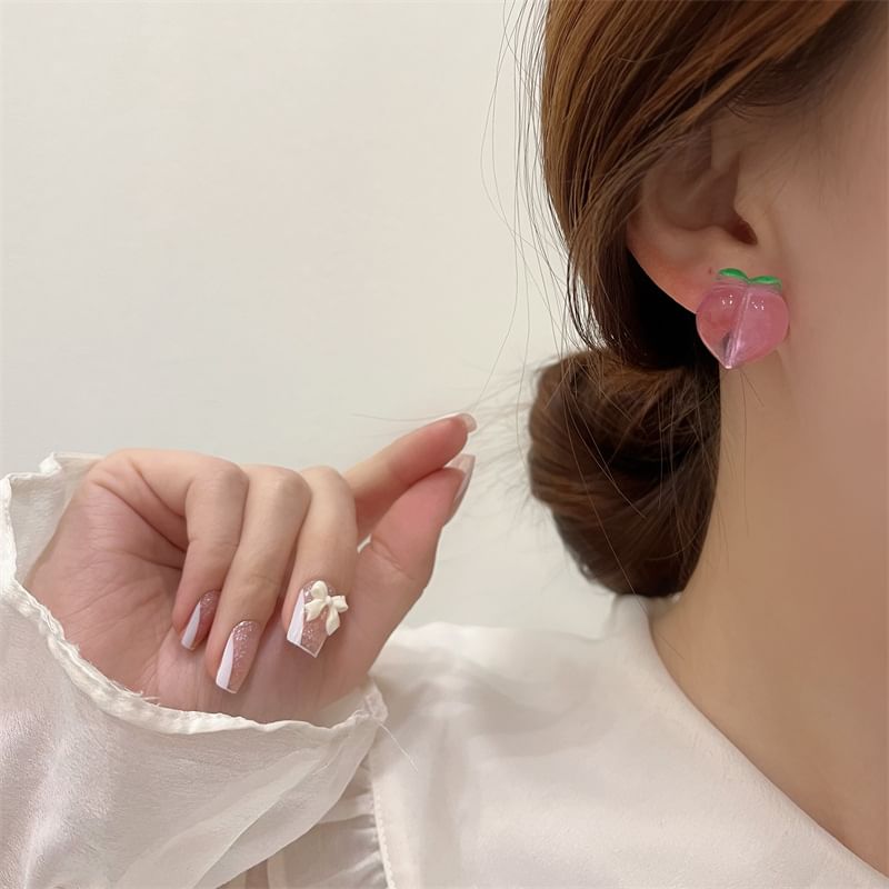 Peach Stud Earring / Clip On Earring