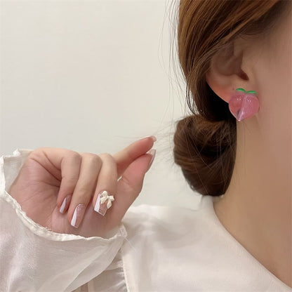 Peach Stud Earring / Clip On Earring