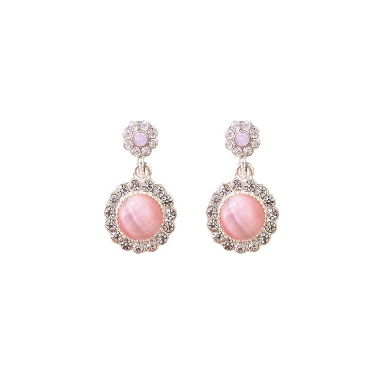 Cabochon Rhinestone Drop Earring / Clip On Earring