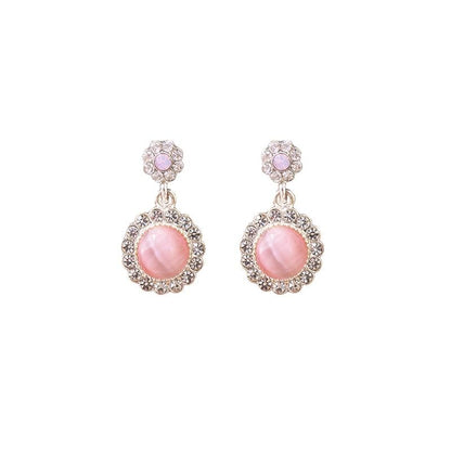 Cabochon Rhinestone Drop Earring / Clip On Earring