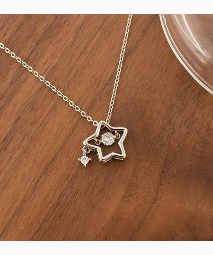 Star / Faux Pearl / Rhinestone Pendant Necklace