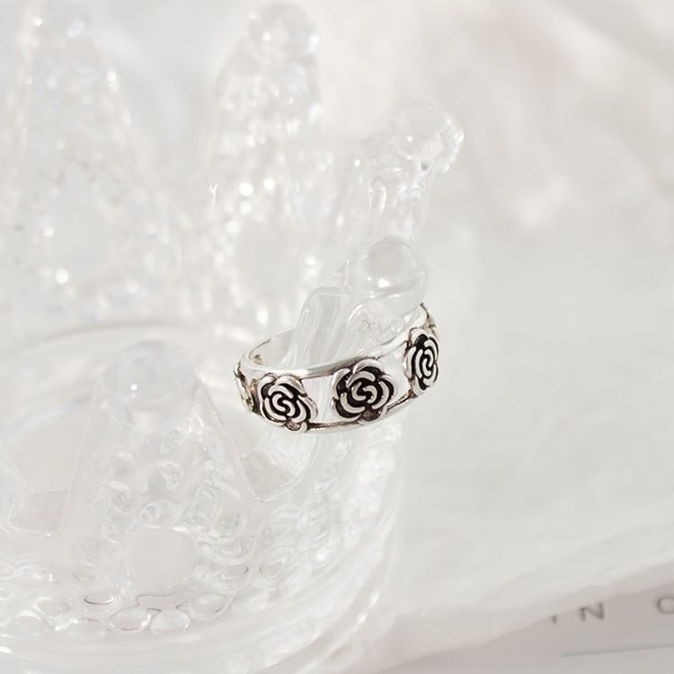 Flower / Rhinestone Open Ring / Set