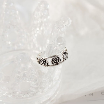 Flower / Rhinestone Open Ring / Set