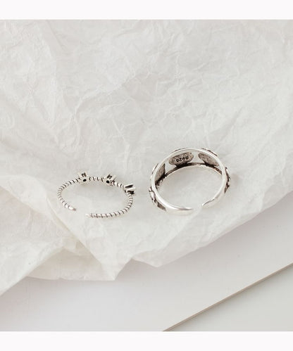 Flower / Rhinestone Open Ring / Set