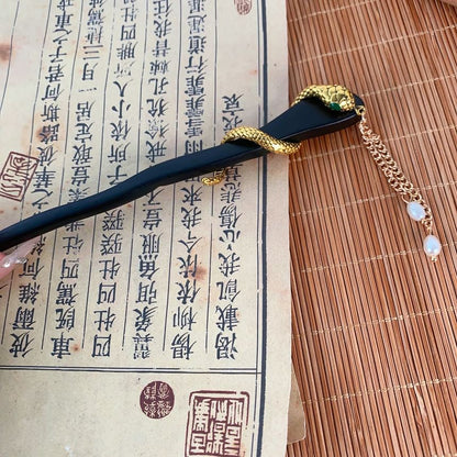 Snake Faux Pearl Fringed Hair Stick