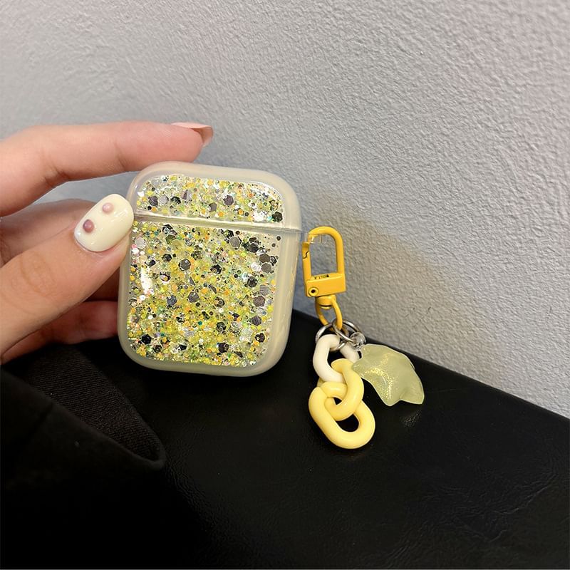 Sequined AirPods / Pro Earphone Case Skin with Charm (Various Designs)