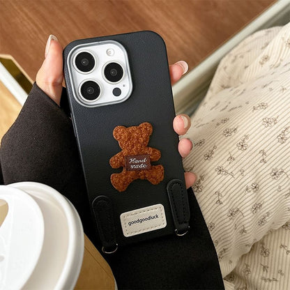 Bear Applique Phone Case with Strap