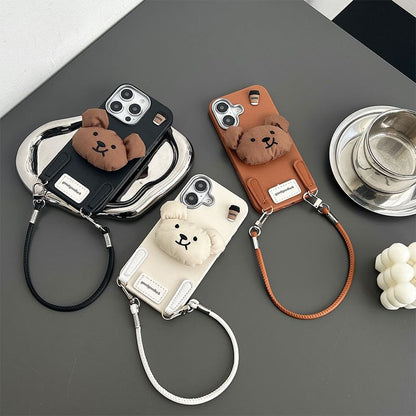 Puffed Bear Phone Case with Strap