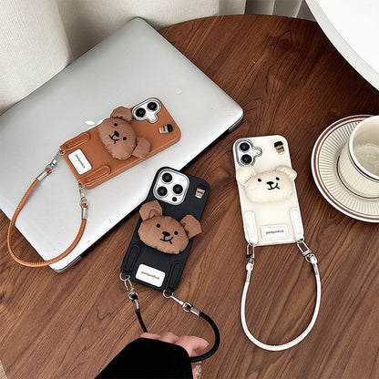Puffed Bear Phone Case with Strap