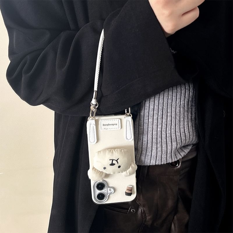 Puffed Bear Phone Case with Strap