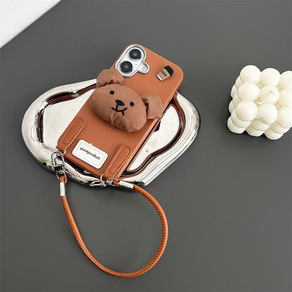 Puffed Bear Phone Case with Strap