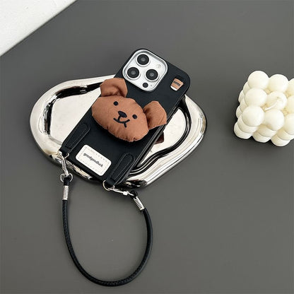 Puffed Bear Phone Case with Strap