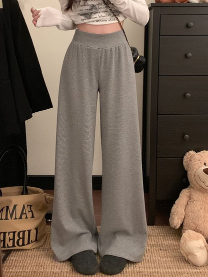 Pantalon large uni taille haute