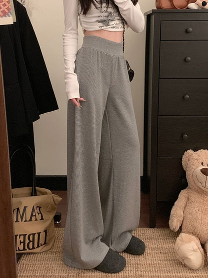 Pantalon large uni taille haute