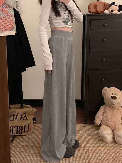 Pantalon large uni taille haute