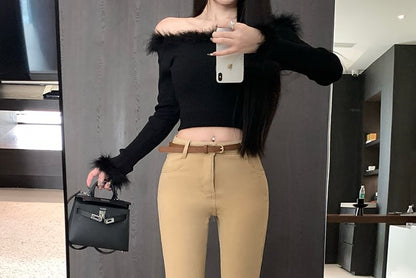 High Waist Plain Flared Pants