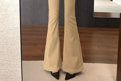 High Waist Plain Flared Pants