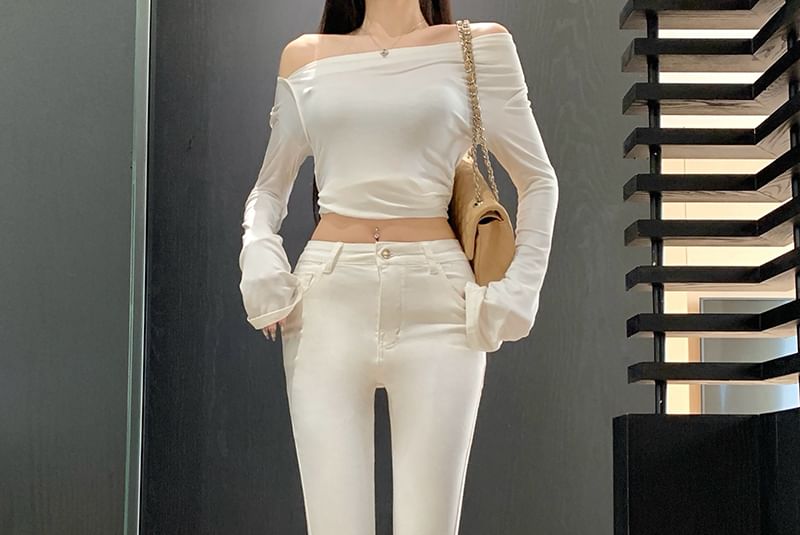 High Waist Plain Flared Pants