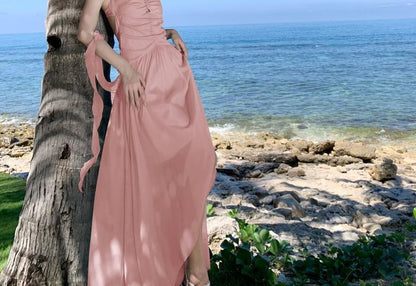 Halter Neck Cutout Ruched Open Back A-Line Maxi Dress