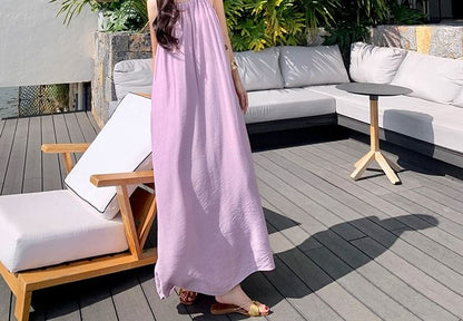 Spaghetti Strap Ruched Tunic Maxi Dress
