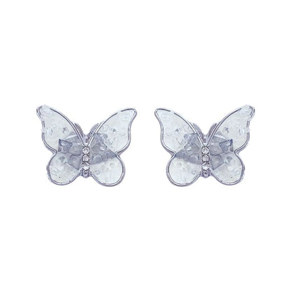 Rhinestone Butterfly Stud Earring / Clip On Earring