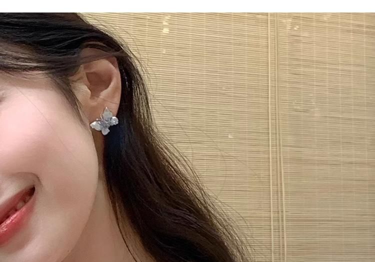 Rhinestone Butterfly Stud Earring / Clip On Earring