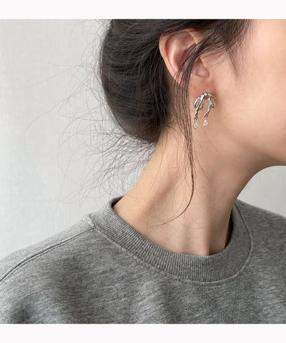 Rhinestone Bow Drop Earring / Clip On Earring