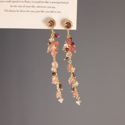 Rhinestone Beaded Drop Earring / Clip On Earring