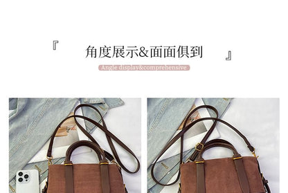 Top Handle Plain Faux Suede Crossbody Bag