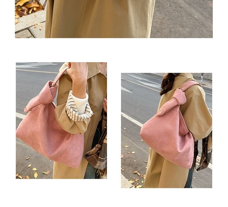 Plain Faux Suede Tote Bag
