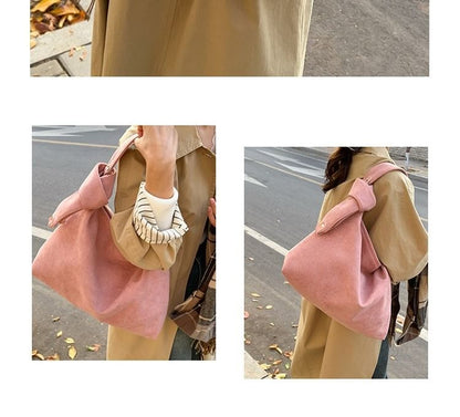 Plain Faux Suede Tote Bag