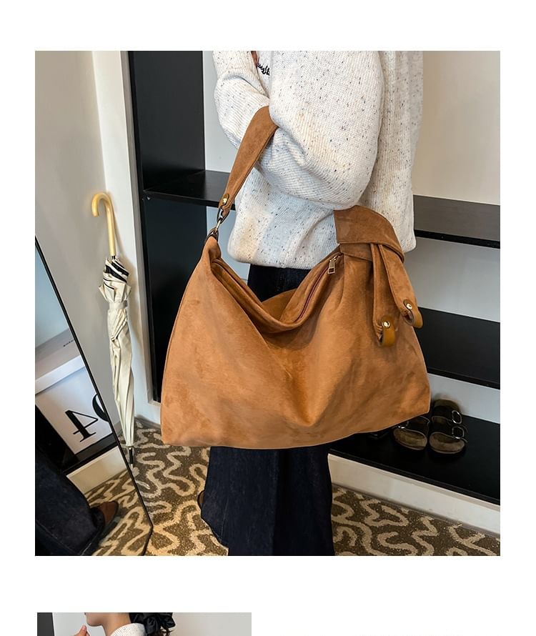 Plain Faux Suede Tote Bag