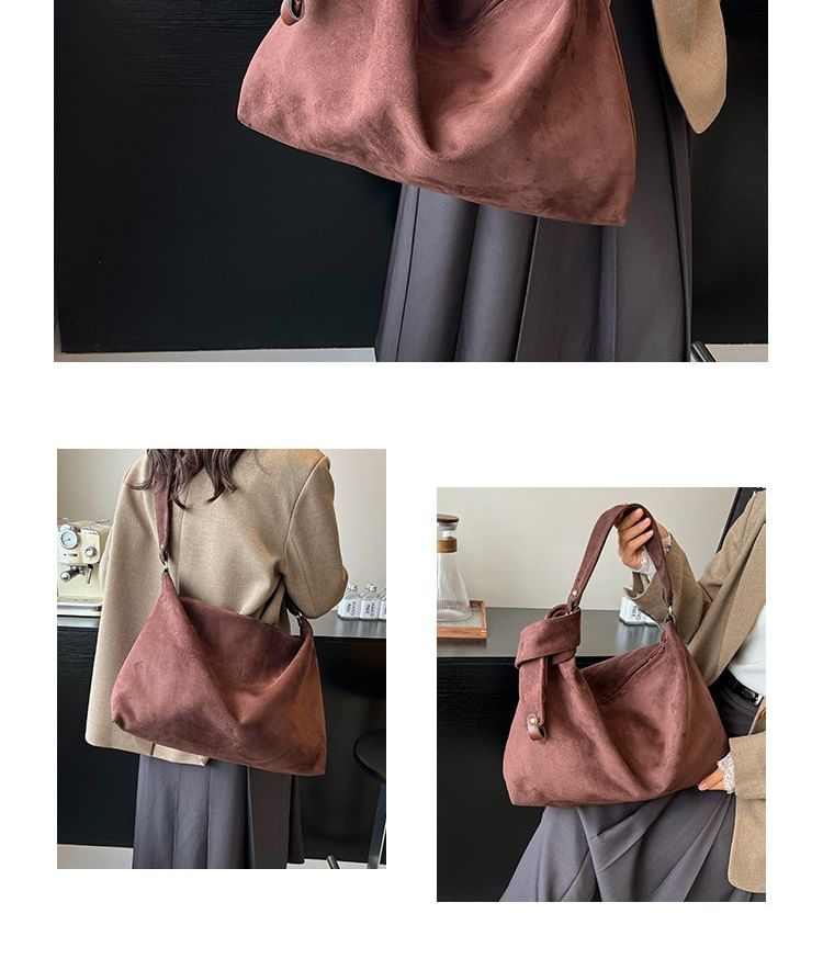 Plain Faux Suede Tote Bag