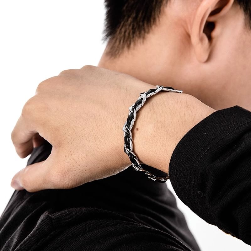Chained Faux Leather Bracelet
