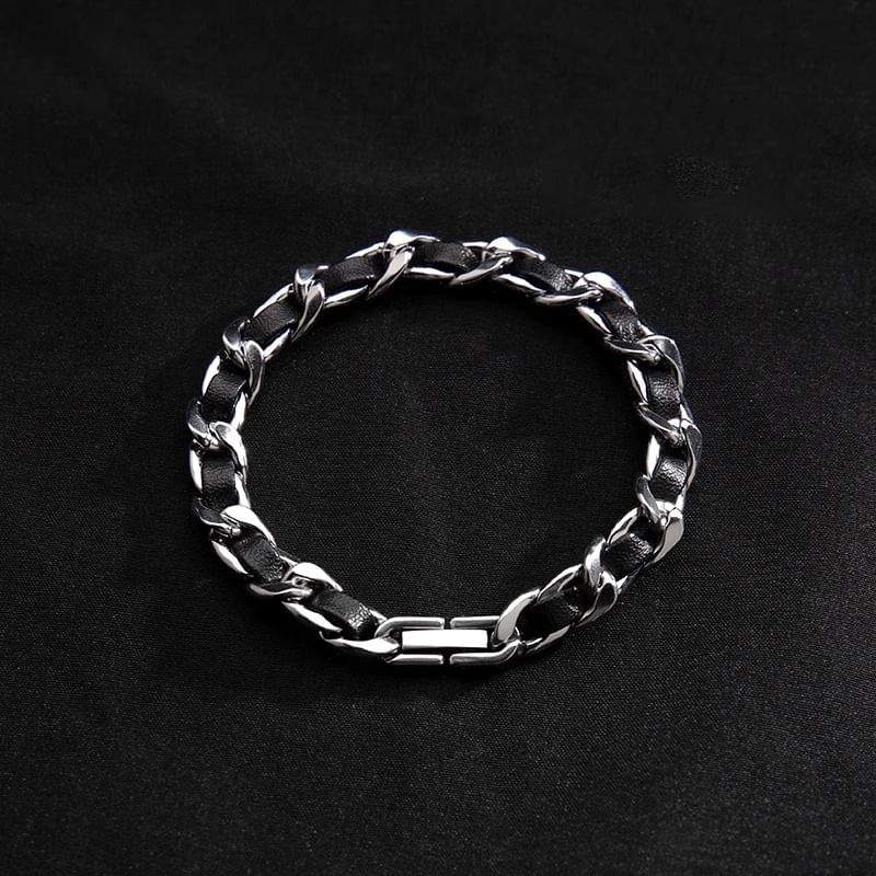 Chained Faux Leather Bracelet