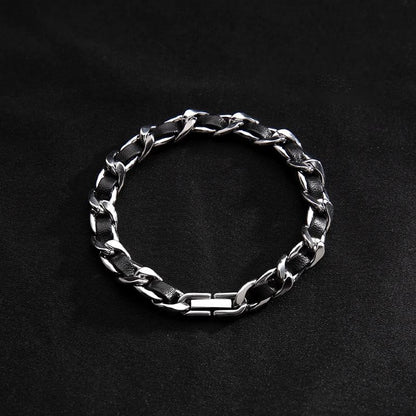 Chained Faux Leather Bracelet