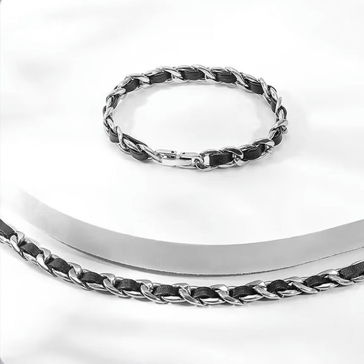 Chained Faux Leather Bracelet