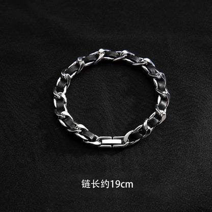 Chained Faux Leather Bracelet