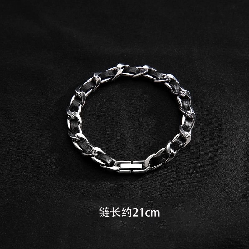 Chained Faux Leather Bracelet