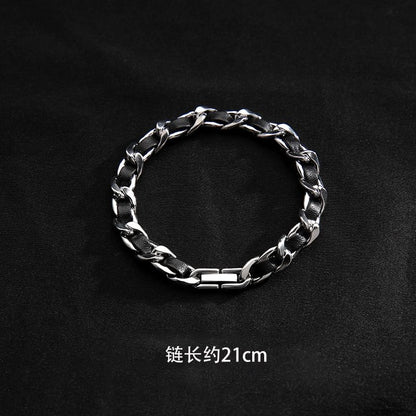 Chained Faux Leather Bracelet