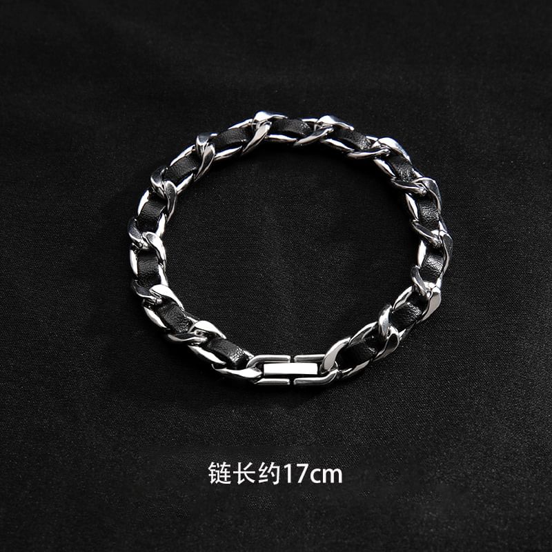 Chained Faux Leather Bracelet