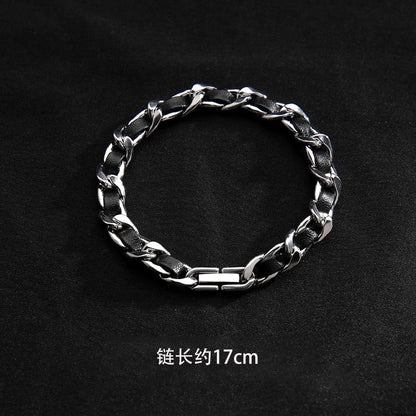 Chained Faux Leather Bracelet